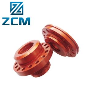Custom Threaded Flange Parts Manufacturing CNC Industrial Parts Precision Machining Red Anodized Aluminum Flange Adapters