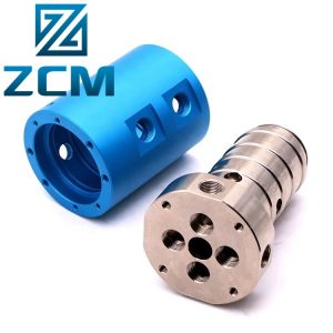 Customized CNC milling blue anodized aluminum connector stud machining